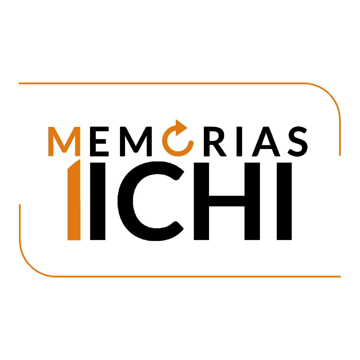 Logomarca preta com borda e loop laranja